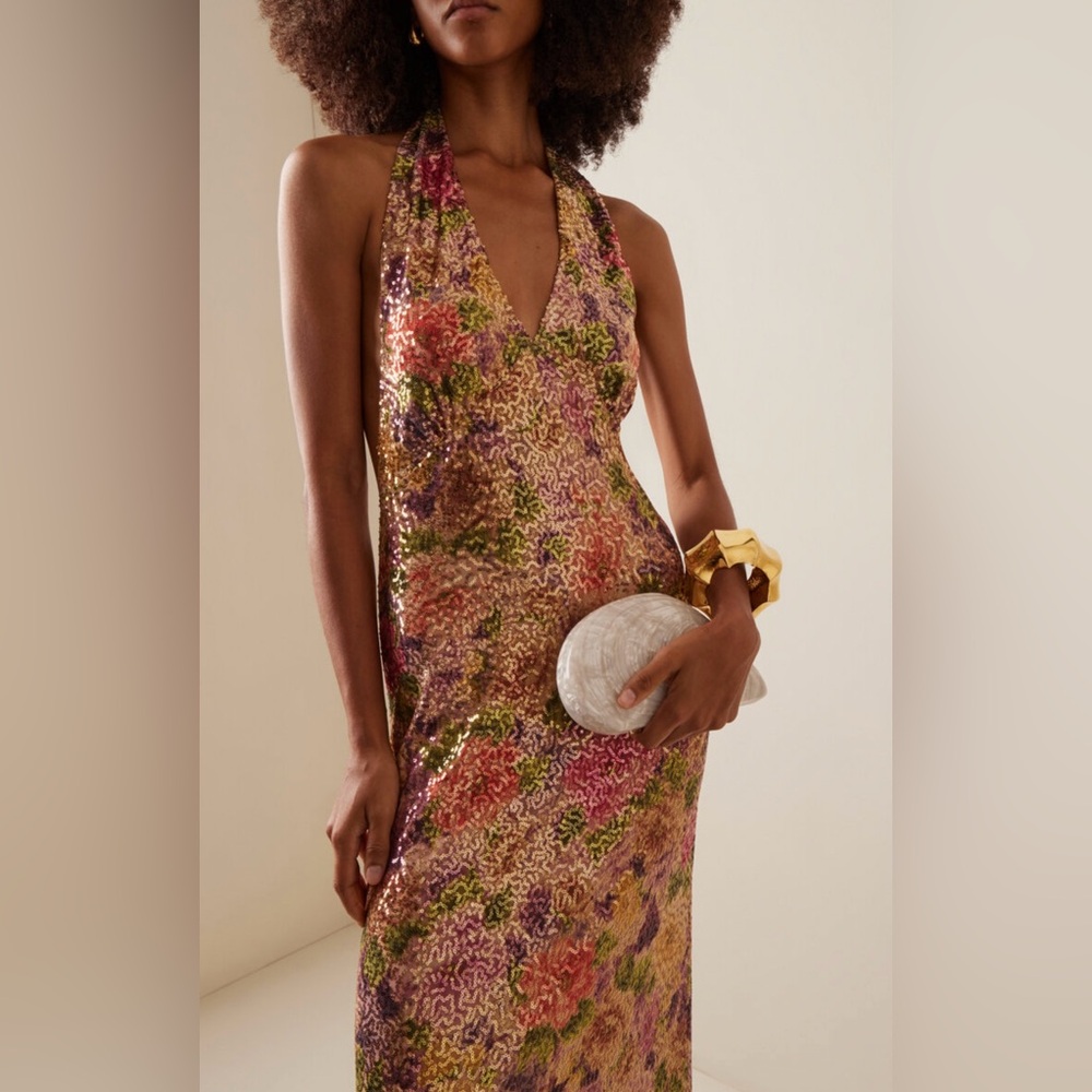 FAIT PAR FOUTCH Exclusive Liana Backless Sequined-Mesh Maxi Dress